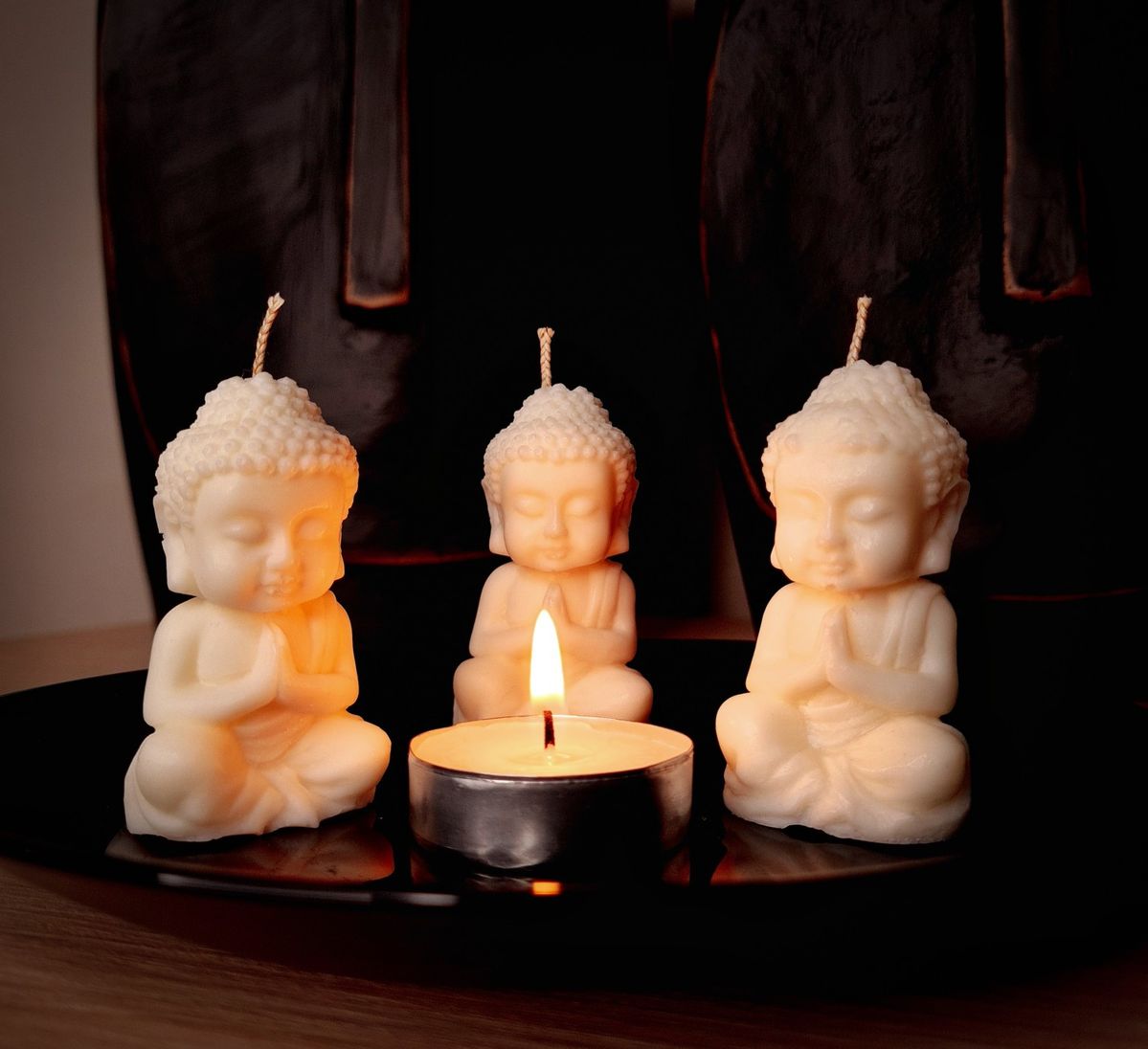 Meditating Buddha Candles - Set of 3