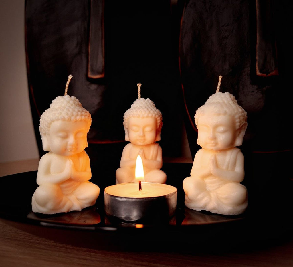 Meditating Buddha Candles - Set of 3
